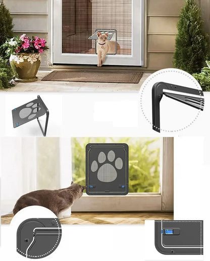 Pet Door Outdoor Dogs Cats Window Gate House Enter Freely Fashion Pretty Garden New Safe Lockable Screen Easy Install  Dog Gate