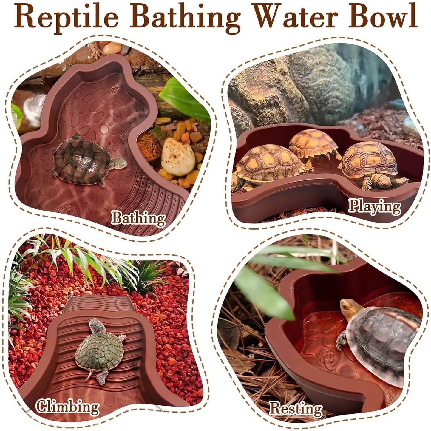 Turtle Bathing Pool Amphibians Accessories Turtle Soaking Tub with Ladder Landscape Fish Tank Decoration Aquarium Ornament