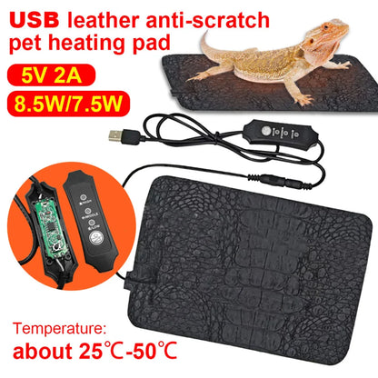 Pet Heating Pad Reptile Pet Warm Heater USB Electric Blanket Warm Adjustable Temperature Controller Incubator Mat Heated Pad