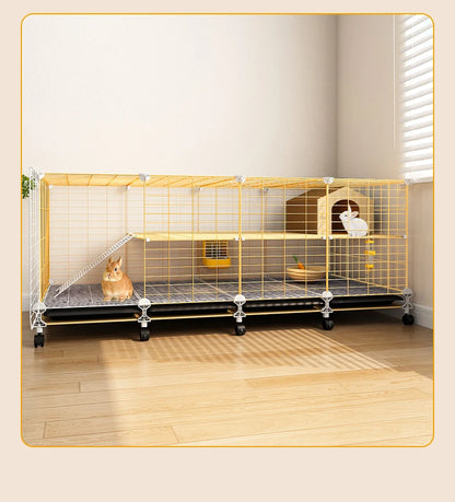 Large Two-Story Rabbit Cage Metal Wire Pet Hutch with Removable Tray Home Bunny House for Indoor Spacious Habitat for Rabbit