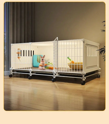 JC Rabbit Cage Household Extra Large Double Layer Indoor Automatic Manure Cleaning Dutch Pig Cage Two-Story Platform Villa