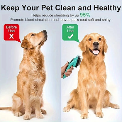 Dog & Cat Brush, Dog Brush for Shedding, Cat & Dog Grooming, Self Cleaning Slicker Brush for Pets, Pet Brush