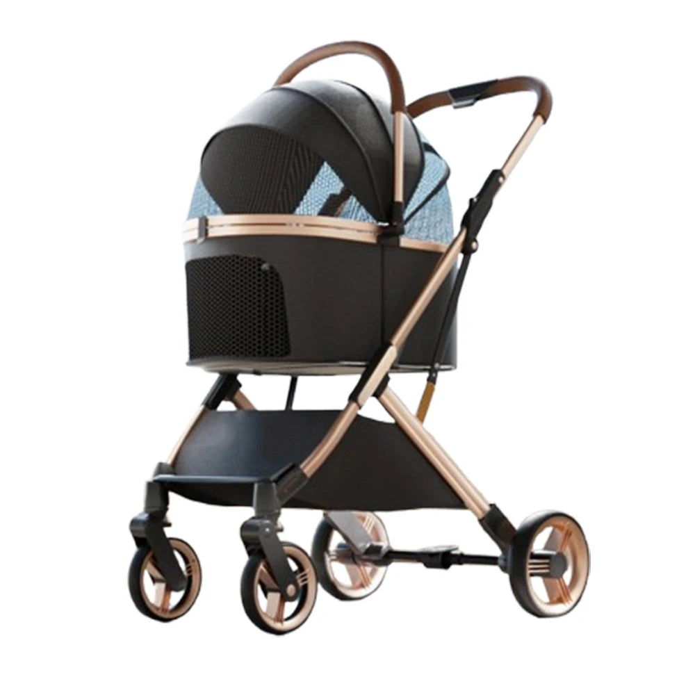 3 in 1 Detachable Pet Stroller for Dog Cat Foldable Travel Carrier up to 50lbs with Portable Carry Bag Storage Basket
