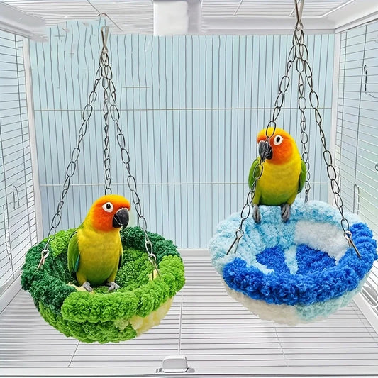 Swings for birds and plush hanging nests - hanging cage bird beds with soft linings, suitable for birdhouse decoration