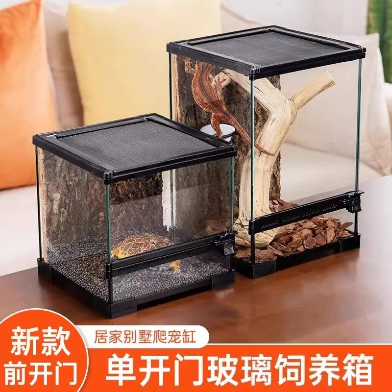 Ecological landscape reptile terrarium with natural decoration,suitable for chameleon,horned frog,and lizard,full habitat set