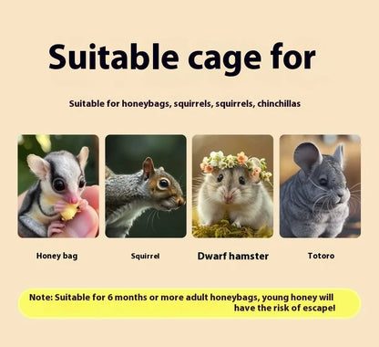 Small Pet Cage Insulated Habitat for Sugar Glider Degu Mouse Rat Chinchilla Ferret with Dense Metal Wire