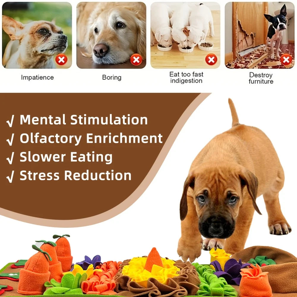 Pet Dog Snuffle Mat Slow Feeding Training Toy for Indoor/Outdoor Activities Wool Fleece Dog Puzzle Toy Pet Stuffy Foraging Pads