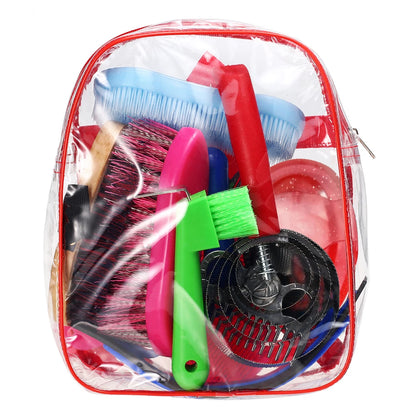 10-IN-1 Horse Grooming Tool Set Cleaning Kit Mane Tail Comb Massage Curry Brush Sweat Scraper Hoof Pick Curry Comb Scrubber