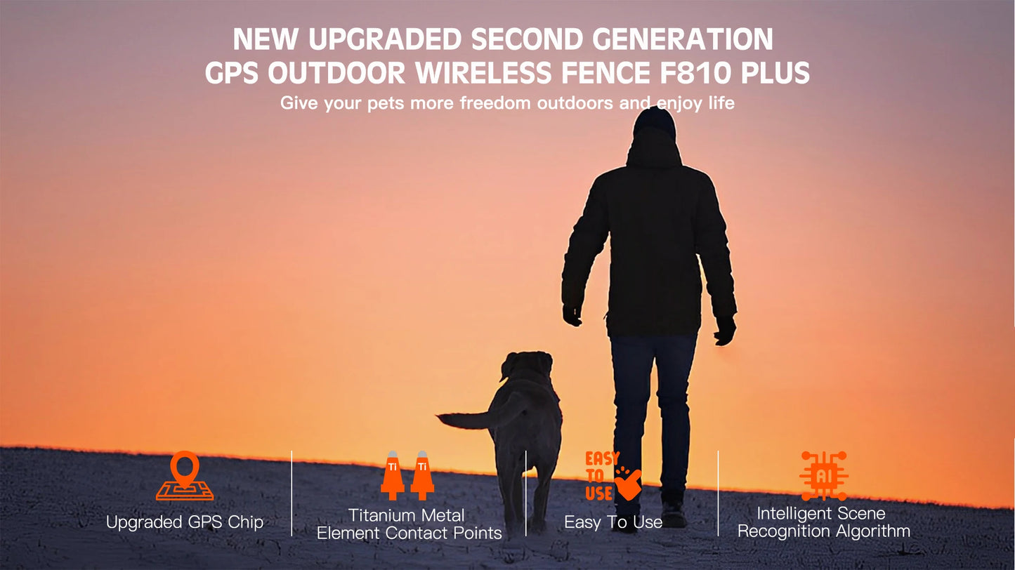 GPS Pet Fence Electric Wireless Dog Tracker Collar Pet Containment System Waterproof Dog Training Collar Anti Run Away Safety