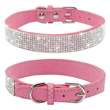 Dog Collar Crystal Glitter Rhinestone Pet Collars Zinc Alloy Buckle Collar For Small Medium Dogs Cats Chihuahua Pug Dog Collar