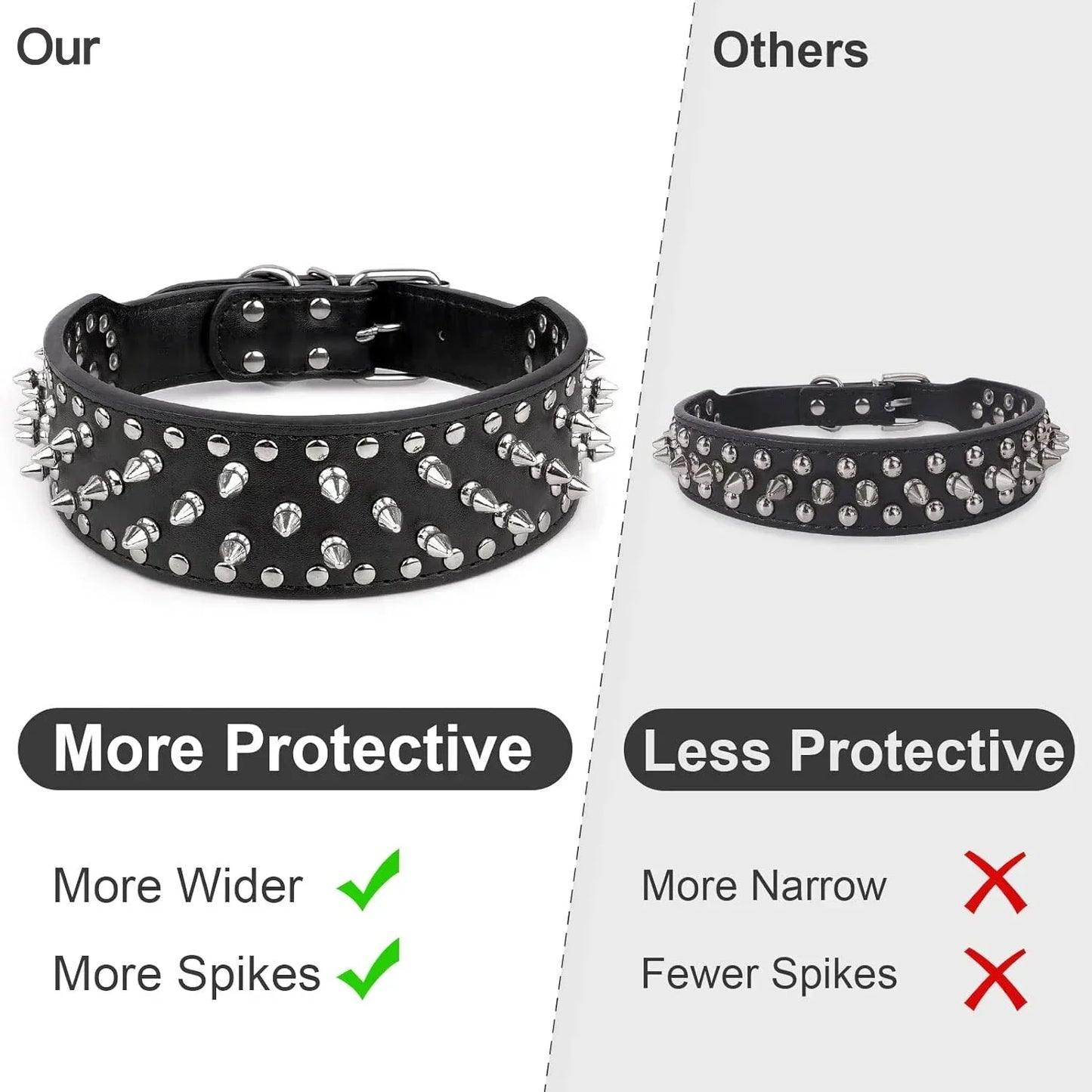 Skull Spiked Studded Leather Dog Collar For Medium Large Dogs Bulldog Adjustable Anti-Bite Neck Strap Collars Leash Accessories