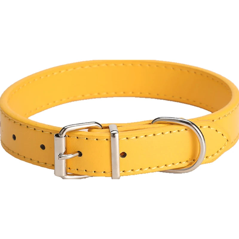 Leather Dog Cat Collar Soft Solid PU Collar For Small Medium Big Dogs Adjustable Puppy Neck Strap Colorful Cute Kitten Necklace
