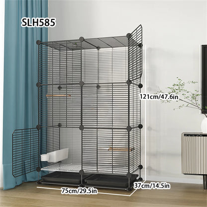 Large Bird Cage with Toilet Breeding Cage Suitable for Mynas, Budgerigars, Cockatiels, Finches, Thrushes, Multi-Layer Iron Bird Nest