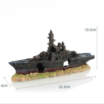 Pirate Ship Aquarium Ornament Resin Sunken Shipwreck Fish Tank Hideout Cave Betta Habitat Underwater Landscape Decoration