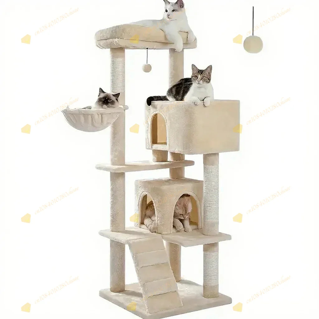 Cat Tree with Hammock and Scratching Post Tower, cat House, Cat Toys Tower, K01, Dark Gray