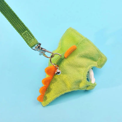 Adjustable Ferret Drawstring Vest  With Bell Pet Outdoor Walking Rope Bunny Harness Harness Vest Dinosaur Design Pet Accessories