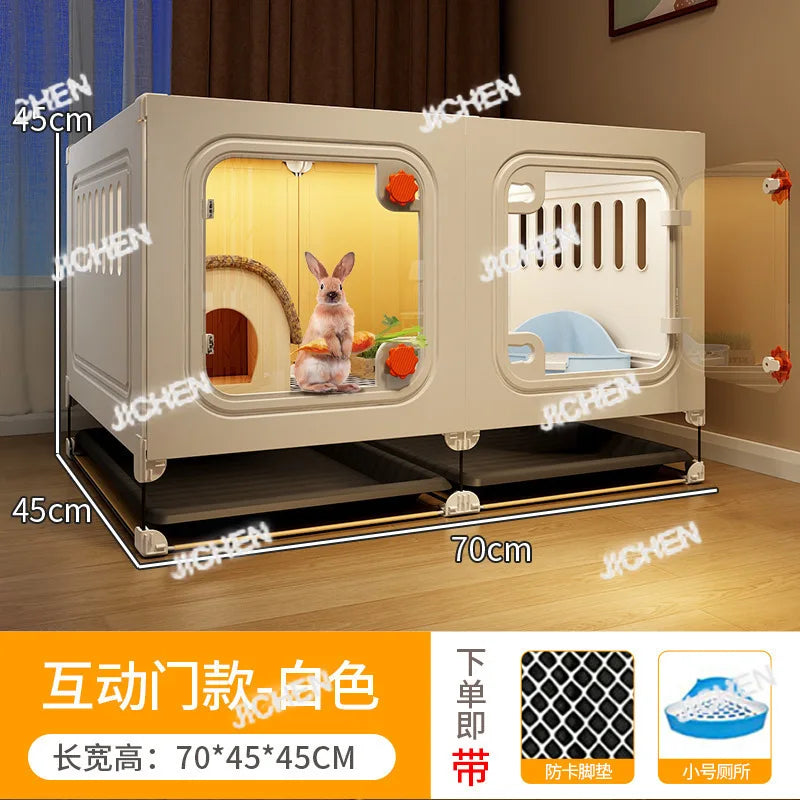 ZQ Rabbit cage Rabbit cage with toilet Rabbit  Household large guinea pig guinea pig Ornamental villa plastic