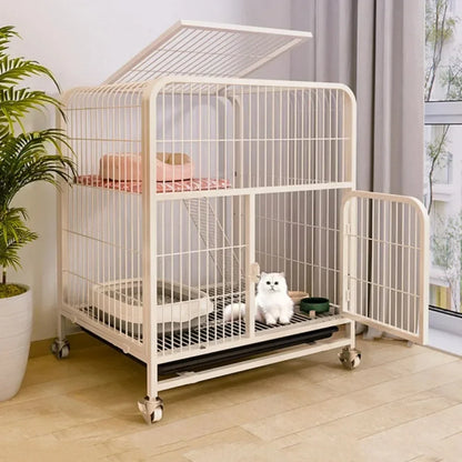 Window Openable Mesh Cat Cages Creative Pet Villa Duplex Luxury Cat Dog House Durable Metal Pet Room Modern Minimalist Doghouse