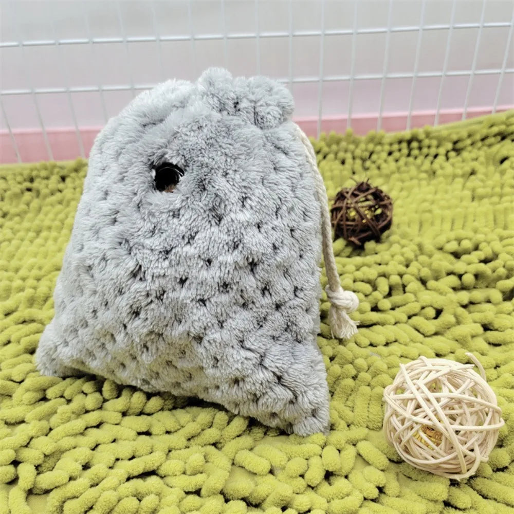 Sugar Glider Pouch Warm Cotton Sugar Glider Nest Portable Sugar Glider Cage Carrier Bag With Drawstring For Squirrels Marmosets