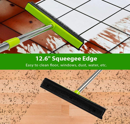 Pet Hair Rubber Broom Floor Brush for Carpet Dog Hair Remover Silicone Broom  Househeld Cleaning Squeegee Adjustable Long Handle