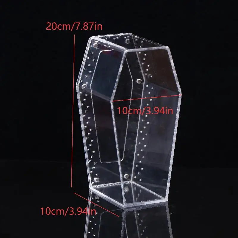 Acrylic Transparent Reptile Enclosure Insect Spider Lizard Feeding Cage Reptile Breeding Box Ventilation Arboreal Enclosure Case