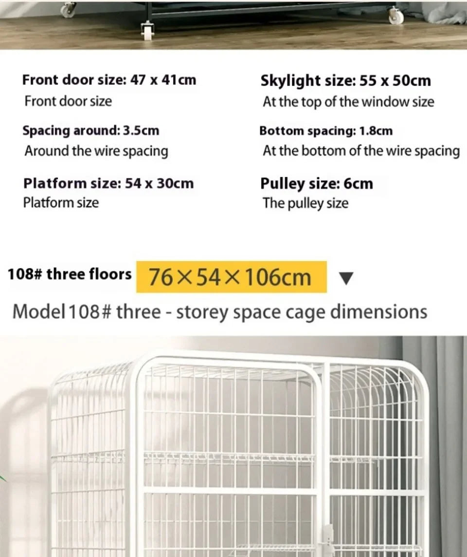 Window Openable Mesh Cat Cages Creative Pet Villa Duplex Luxury Cat Dog House Durable Metal Pet Room Modern Minimalist Doghouse