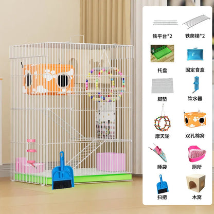 ‌3-Tier Extra Large Small Pet Cage - Sugar Glider Ferret-Proof Habitat, Multi-Level Rat Mansion Villa, Chew-Proof Removable Tray