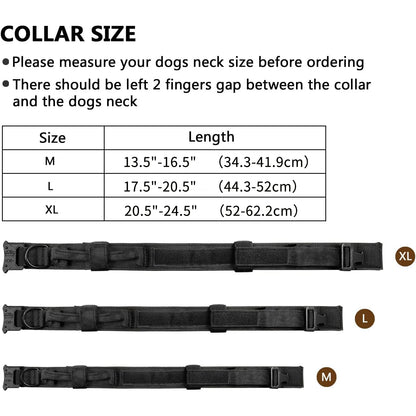 Tactical Dog Collar, Adjustable Military Training Nylon Dog Collar with Control Handle and Heavy Metal Buckle for Medium and Lar