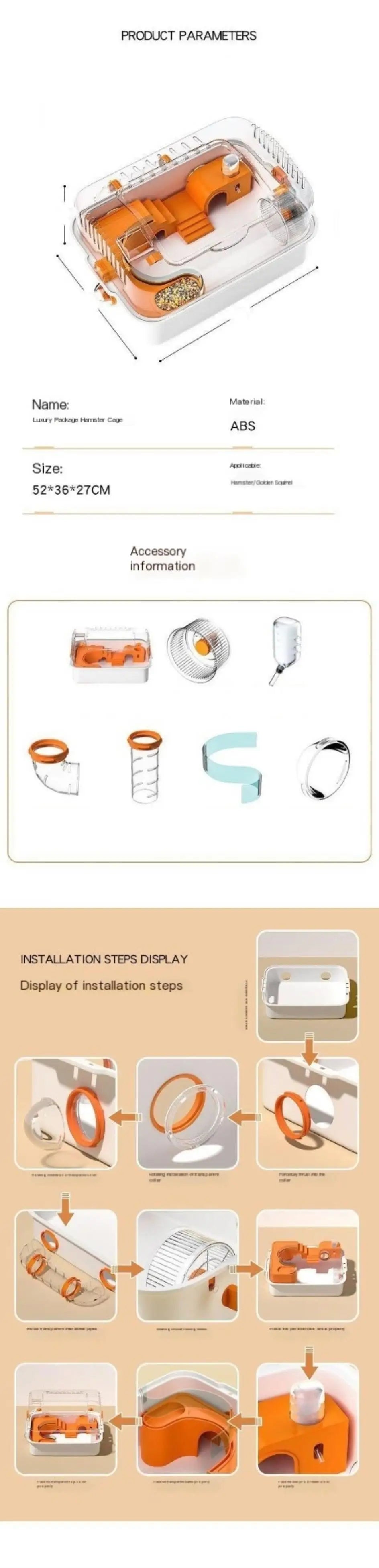 Hamster Cage Large And Cheap Acrylic Transparent Gold Bear Luxury Villa Breeding Box Supplies Set