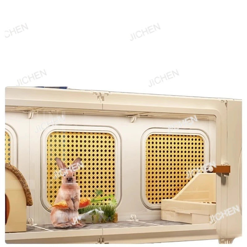 ZQ Rabbit cage Rabbit cage with toilet Rabbit  Household large guinea pig guinea pig Ornamental villa plastic