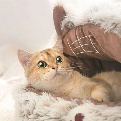 AA81-Cat Bed Cave Covered Cat Nest Small Dog Bed Warm Anti-Slip Nest Pet Supplies For Winter Animal Kitten Puppy Balcony