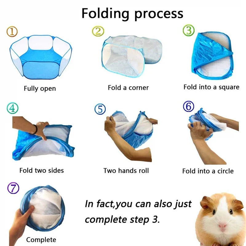 Portable Small Pet Cage Transparent Hedgehog Cage Tent Pet Playpen Open Folding Yard Fence For Dog Hamster Rabbit Guinea Pig