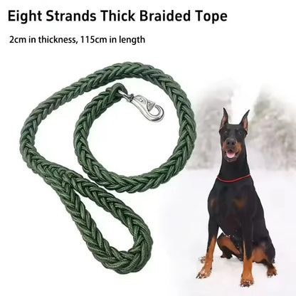 Heavy-Duty 8-Strand Nylon Braided Dog Leash Durable Handmade Pet Rope For Medium Large Dogs Walking Training Control Anti-Tear