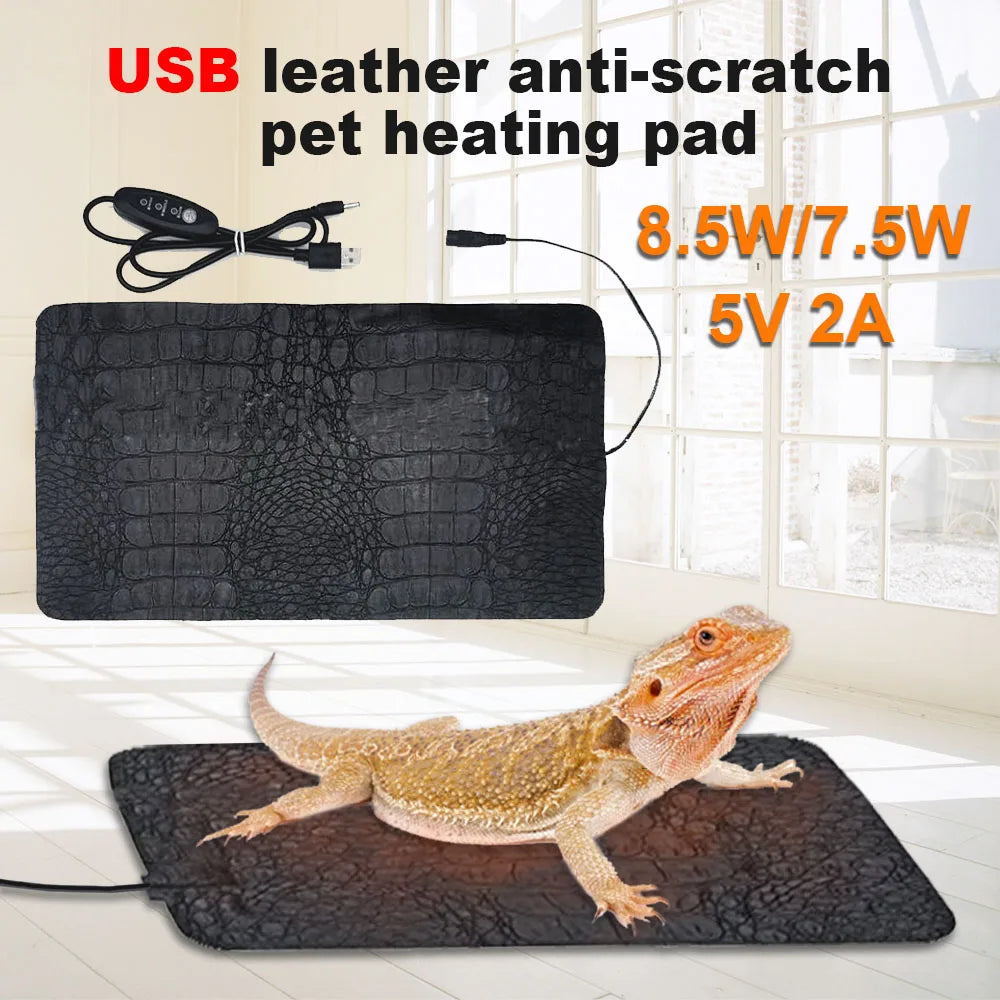 Pet Heating Pad Reptile Pet Warm Heater USB Electric Blanket Warm Adjustable Temperature Controller Incubator Mat Heated Pad