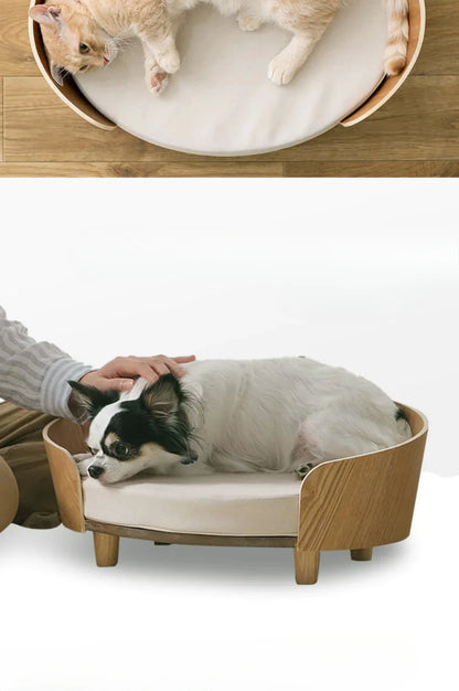 Wooden Pet Beds Mats and Furniture Indoor Cat House Soft Luxury Skidproof Cats Bed Sofa Comfortbale Cat Supplies Products