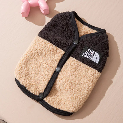 Letter Fleece Dog Clothes Winter Warm Vest  Sleeveless Button Clothe Teddy Chihuahua Embroider Fleece Suit Dog Parts Pet Product