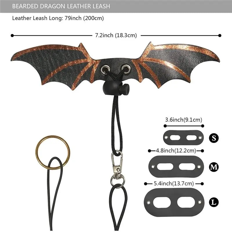 VELIF-Beardie Carrier, Bearded Dragon Harness Set With Leash, Adjustable Lizard Harness Featuring Leather Wings And Sling Bag