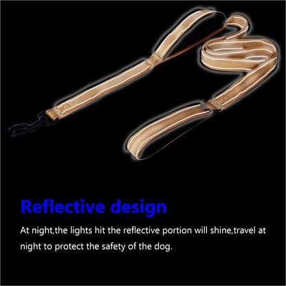 Dog Leashes Outdoor Travel Dog Training Chain Heavy Duty Double Handle Lead for Greater Control Safety Training Dual Handle