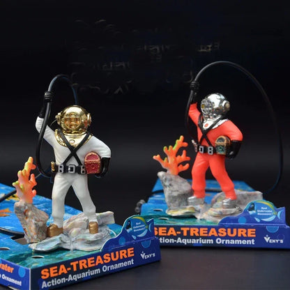 Aquarium Landscaping decoration  Fish Tank Waterscape Treasure Box Air drive Frogman Diver work with air pump accessories