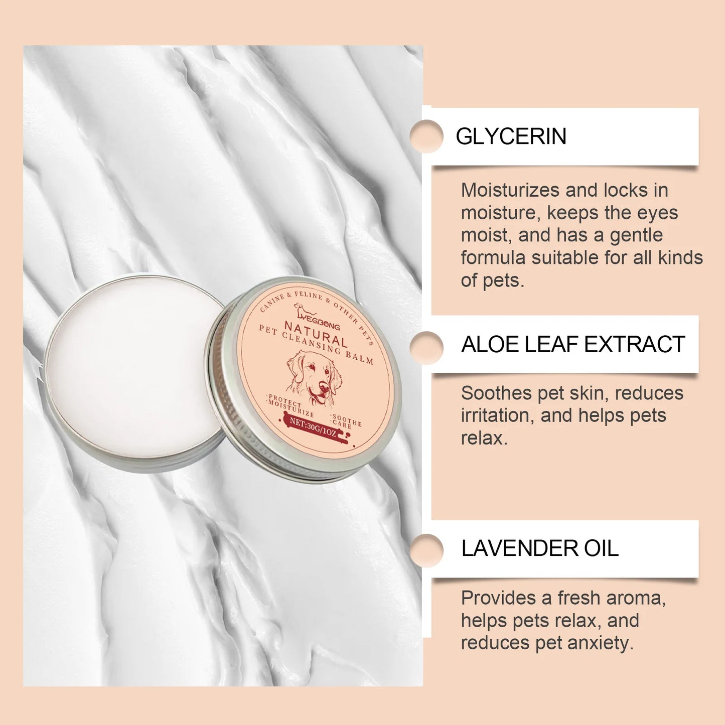 YEGBONG Pet Tear Stains Remover Balm 30g Eye Dogs Eye Stain Cleaning Cream Keep Drying Prevent Pigmentation Reduce Tear Marks