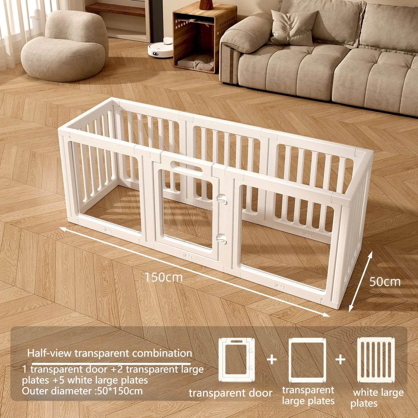 DIY Free Combination Dog Fence Transparent Indoor Acrylic Dog Playpen Splicing Isolation Pet Fences Household Small Enclosure