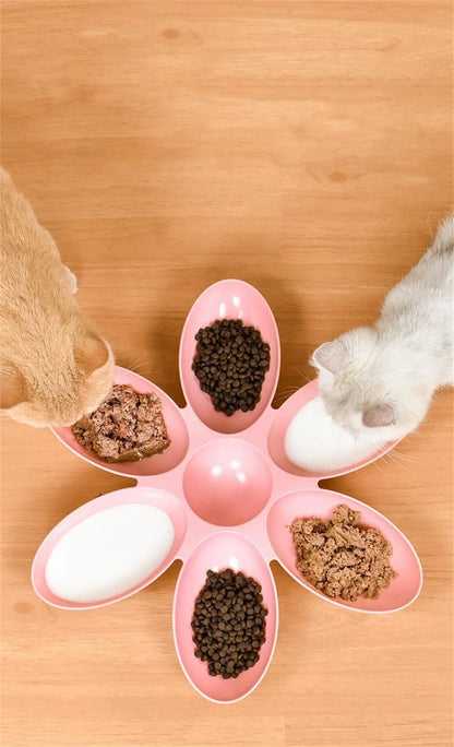 Cat Bowl Multi Cat Petal Food Bowl Baby Cat Milk Cat Special Bowl Multi functional Cat and Dog Food Bowl Upgrade Pet Lunch Time