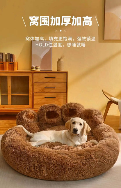 1Pcs Kennel Winter Warm Medium and Large Dog Corgi Golden Retriever Dog Bed Velvet Sofa Sleeping Mat Four Seasons Pet Products
