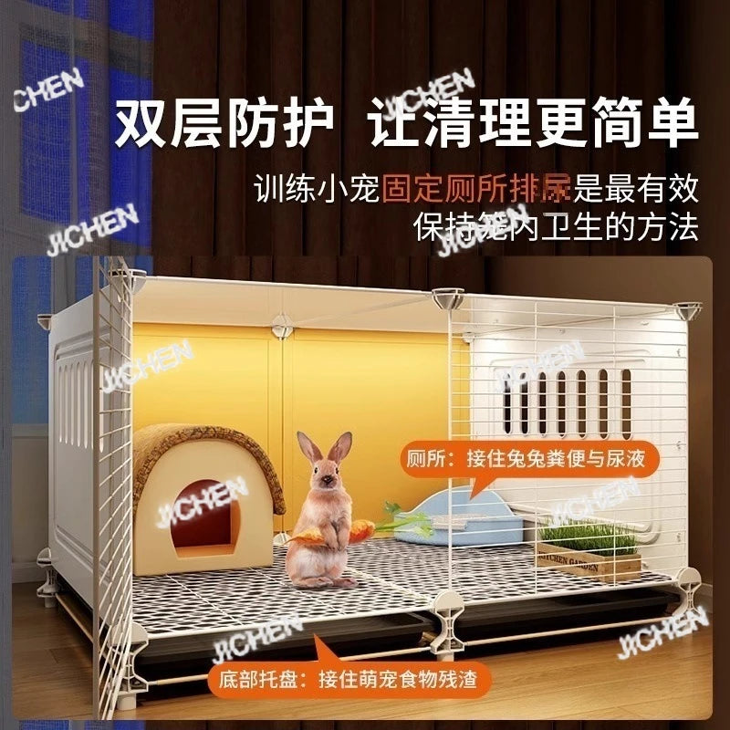 ZQ Rabbit cage Rabbit cage with toilet Rabbit  Household large guinea pig guinea pig Ornamental villa plastic