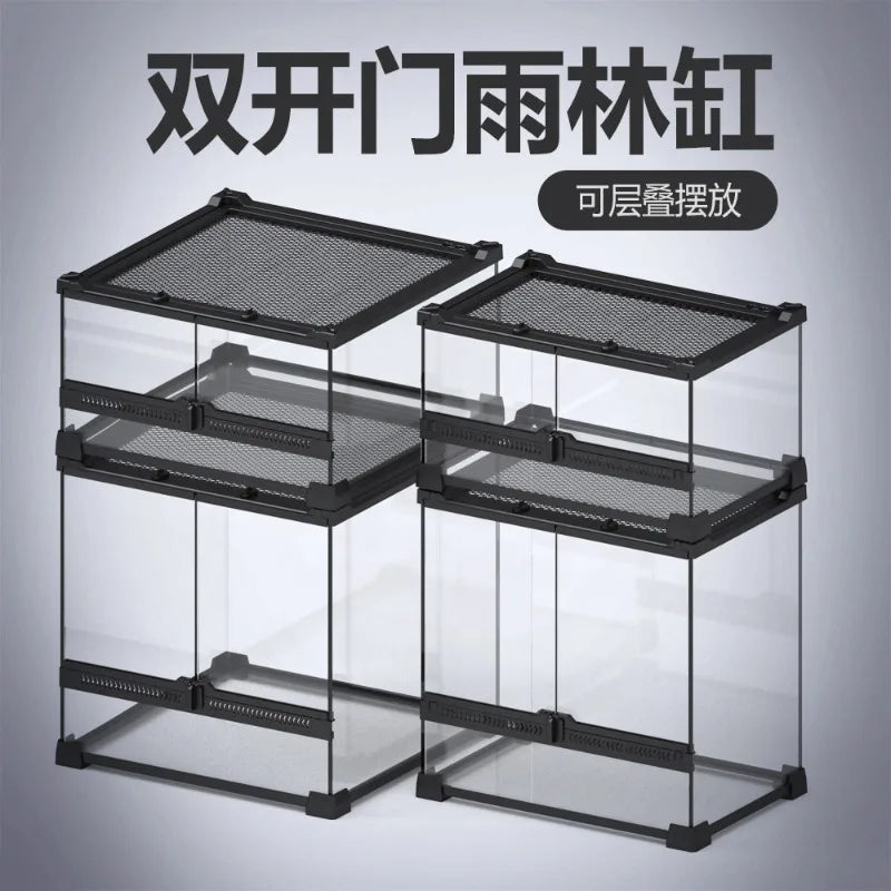 Front Door Rainforest Reptile Terrarium Climbing Breeding Box for Tree Frog Eyeliner Lizard Arboreal Ecological Landscape