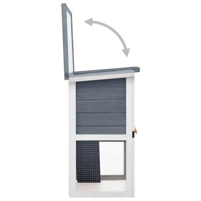Gray Wood Outdoor Rabbit Hutch with 1 Door Small Animal Supplies