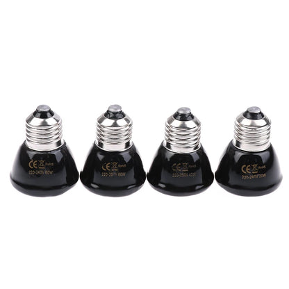 1Pc 220-240V Far Infrared Heating Lamp Black Ceramic E27 Pet Warmer Bulb Brooder Chickens Tortoise Lizard Reptile Light 20-80W