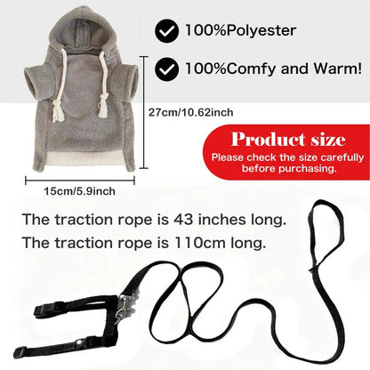 Ferret Clothes With Harness Comfortable Soft Hamster Outfits Small Pets Hoodie Costume For Bunny Squirrels Chinchilla Chihuahua