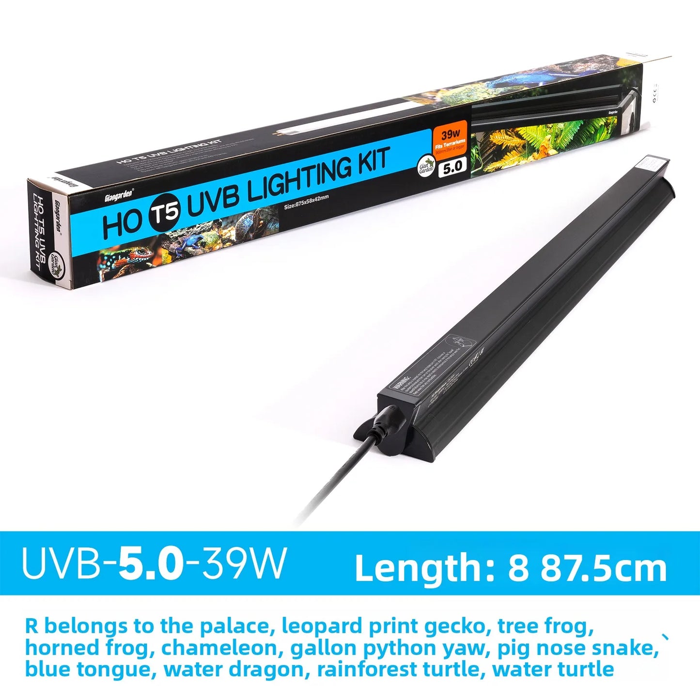 T5 Reptile Light Fixture 8W Reptile Terrarium Hood 5.0/10.0 UVB Light Bulb Fluorescent Tube for Bearded Dragon Lizards Tortoises