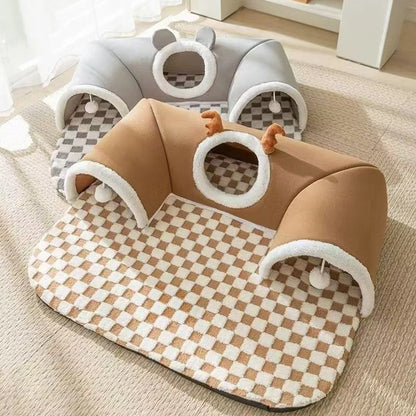 Cat Bed Tunnel Cat Play Tunnel Warm Shelter Tent House Toys for Dog Pet Animal Indoor Outdoor Wall-Corner Games Outside